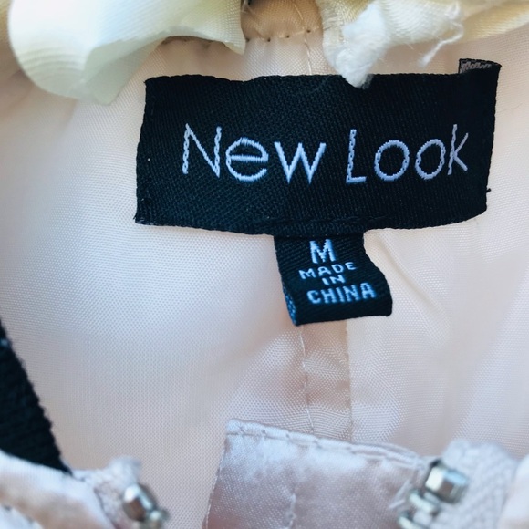 New Look Satin Look Varsity Bomber Light Pink Jacket Size Medium - Picture 2 of 6